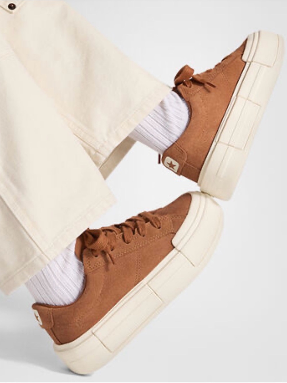 Converse Platform Sneakers in Brown and Cream